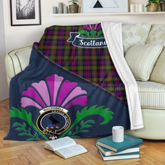 MacDonell of Glengarry Tartan Crest Premium Blanket - Thistle Style