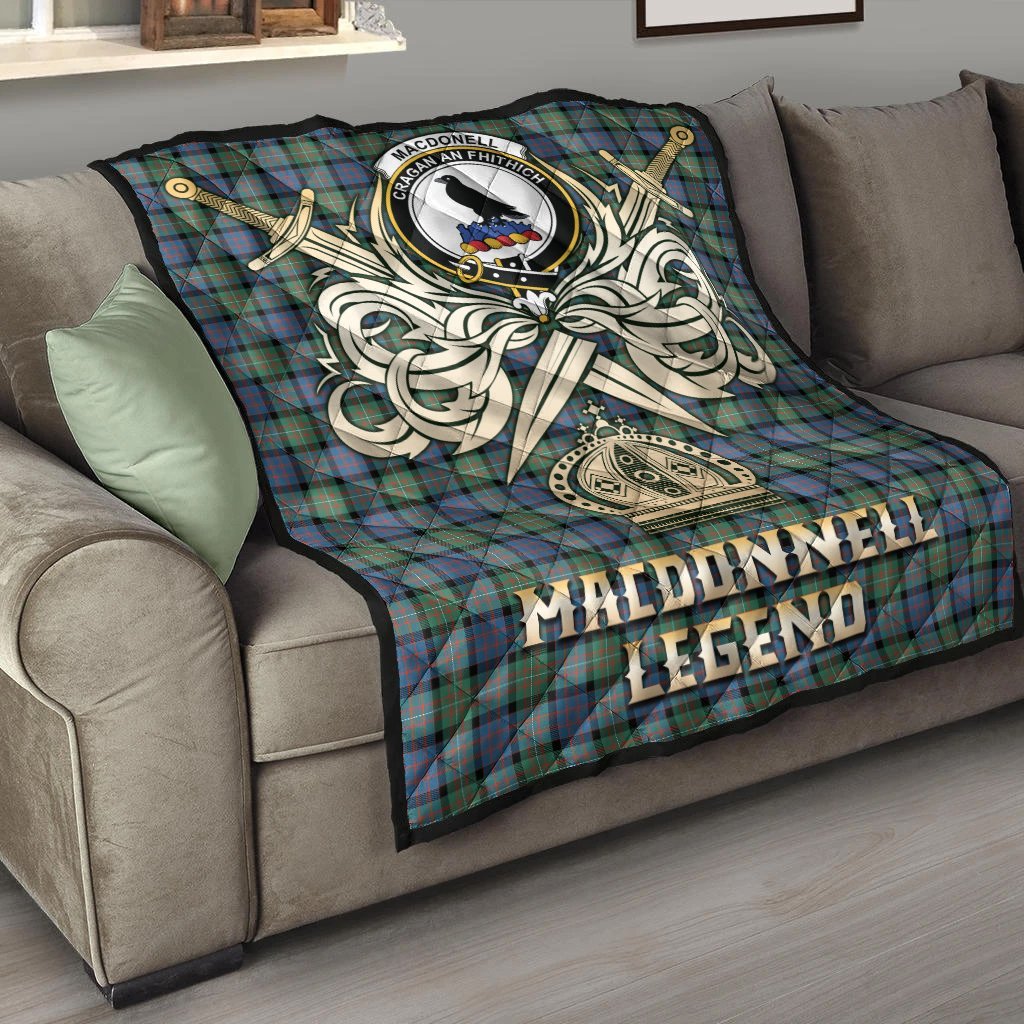 MacDonnell of Glengarry Ancient Tartan Crest Legend Gold Royal Premium Quilt