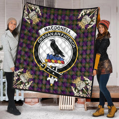 MacDonnell of Glengarry Modern Tartan Crest Premium Quilt - Gold Thistle Style