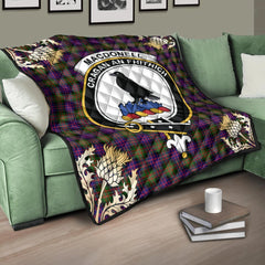 MacDonnell of Glengarry Modern Tartan Crest Premium Quilt - Gold Thistle Style