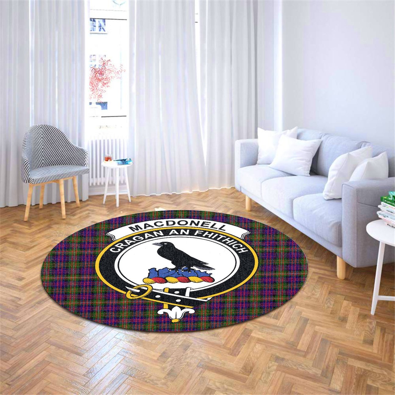 MacDonnell of Glengarry Modern Tartan Crest Round Rug