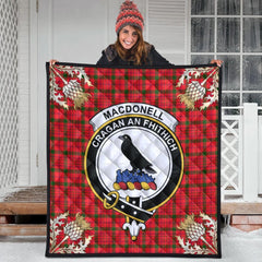 MacDonnell of Keppoch Modern Tartan Crest Premium Quilt - Gold Thistle Style