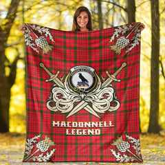 MacDonnell of Keppoch Modern Tartan Gold Courage Symbol Blanket