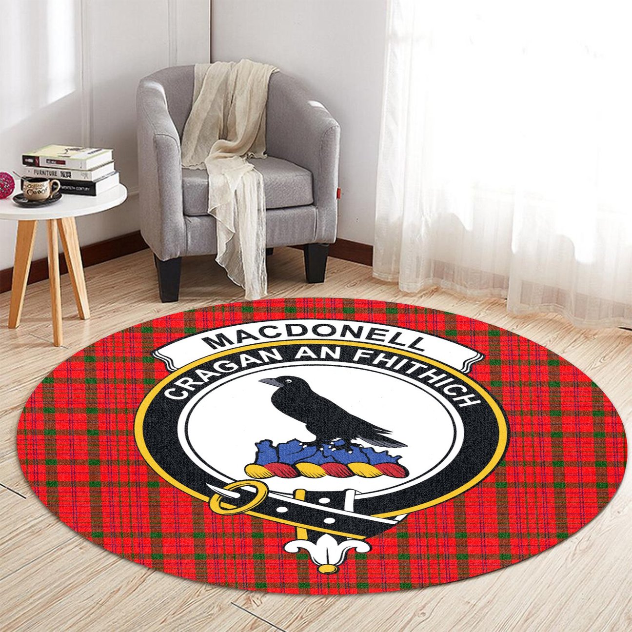 MacDonnell of Keppoch Modern Tartan Crest Round Rug