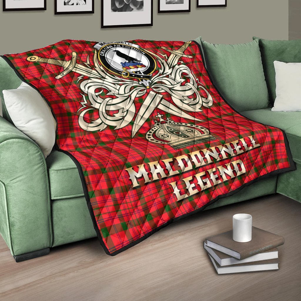 MacDonnell of Keppoch Modern Tartan Crest Legend Gold Royal Premium Quilt
