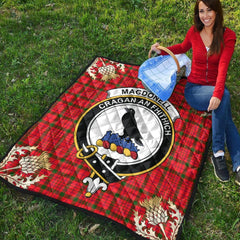 MacDonnell of Keppoch Modern Tartan Crest Premium Quilt - Gold Thistle Style