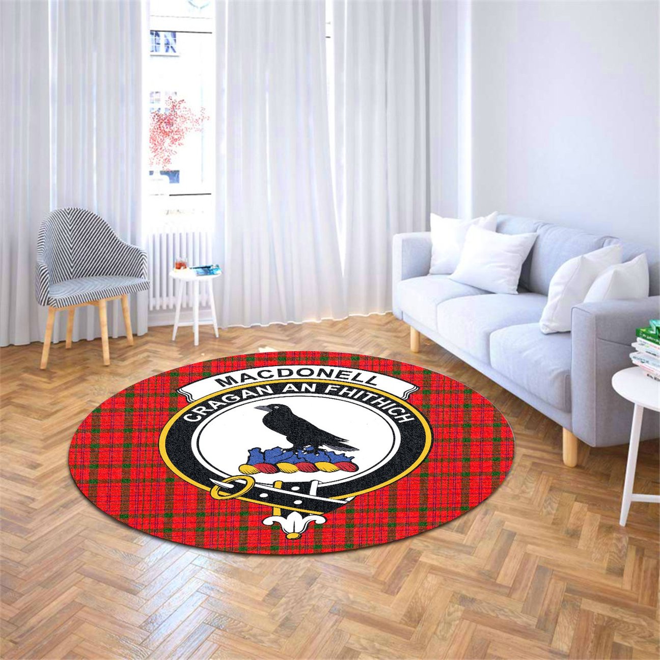 MacDonnell of Keppoch Modern Tartan Crest Round Rug