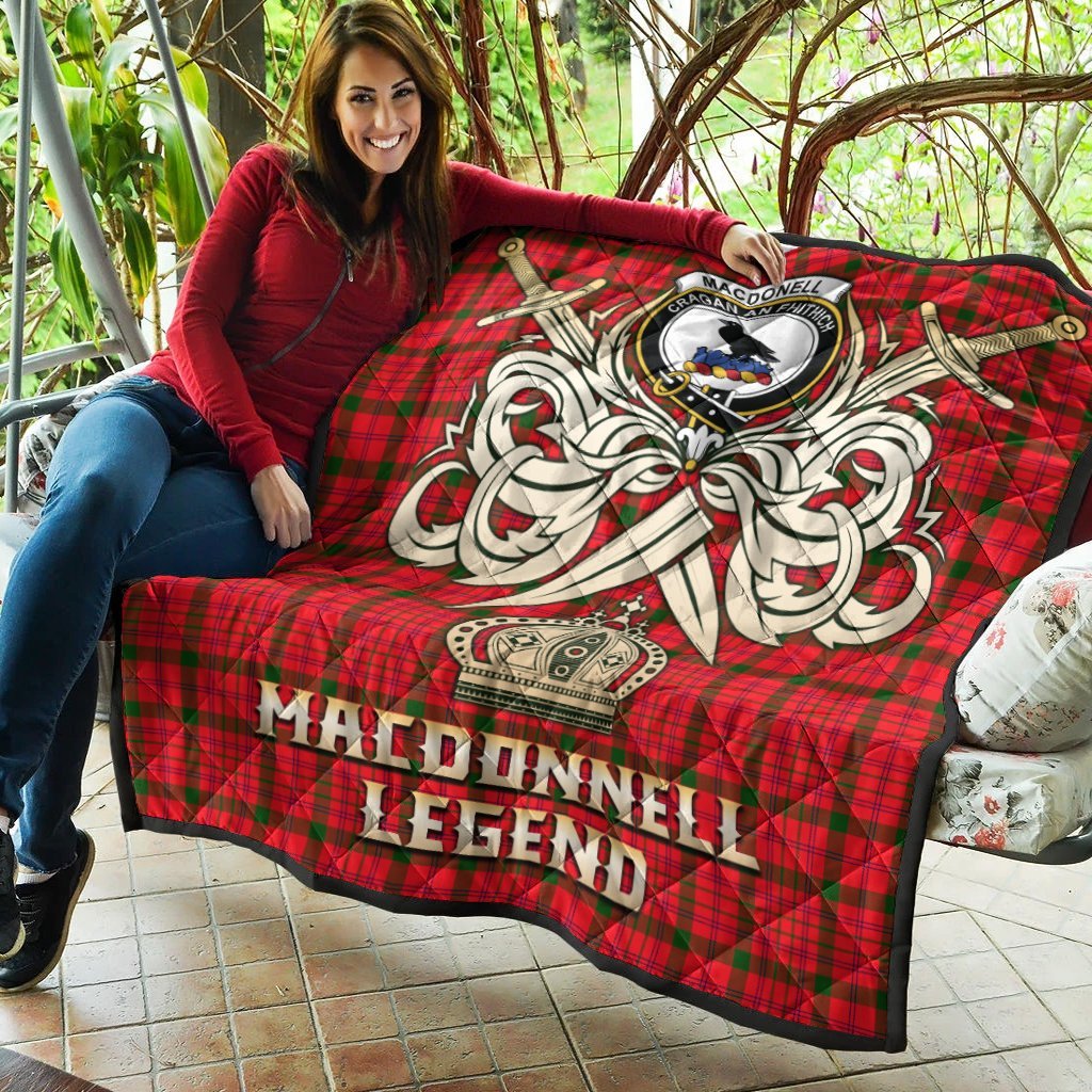 MacDonnell of Keppoch Modern Tartan Crest Legend Gold Royal Premium Quilt