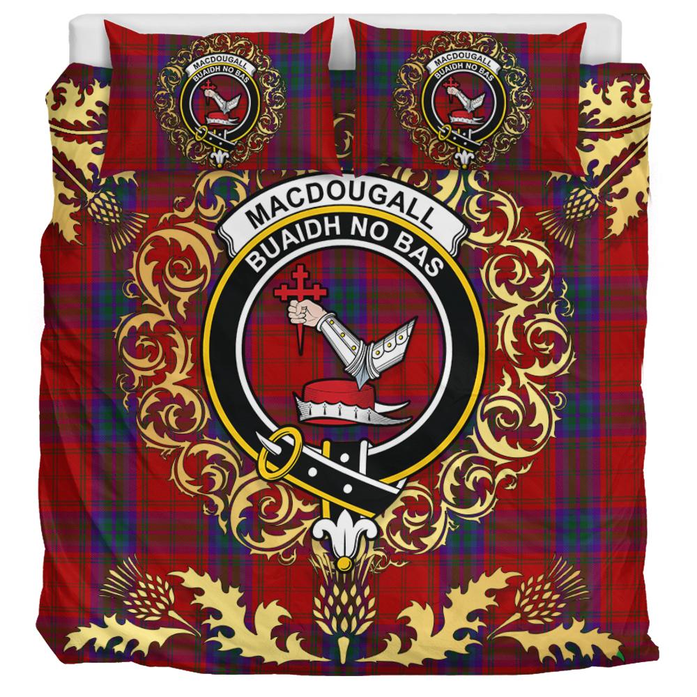 MacDougall 01 Tartan Crest Bedding Set - Golden Thistle Style