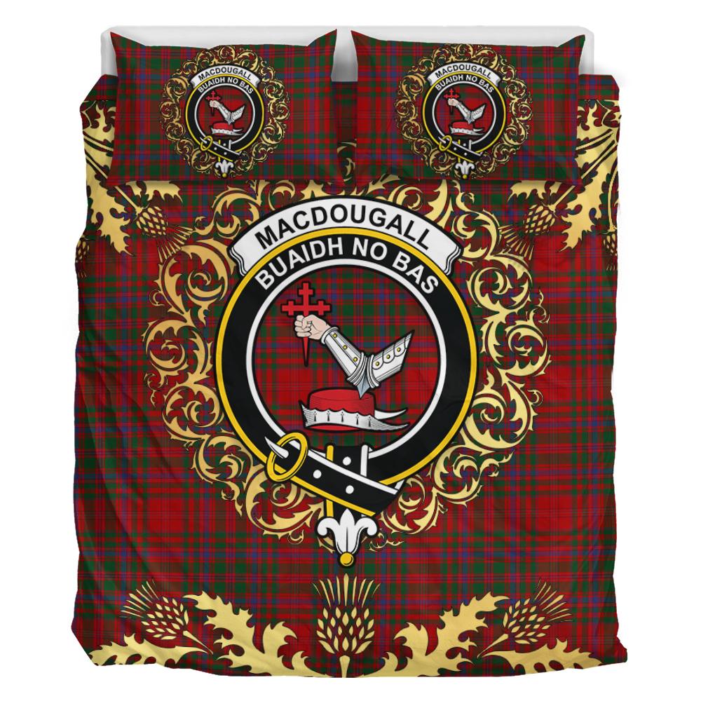 MacDougall 02 Tartan Crest Bedding Set - Golden Thistle Style