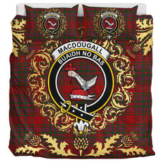 MacDougall 02 Tartan Crest Bedding Set - Golden Thistle Style
