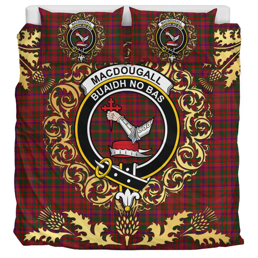 MacDougall 03 Tartan Crest Bedding Set - Golden Thistle Style