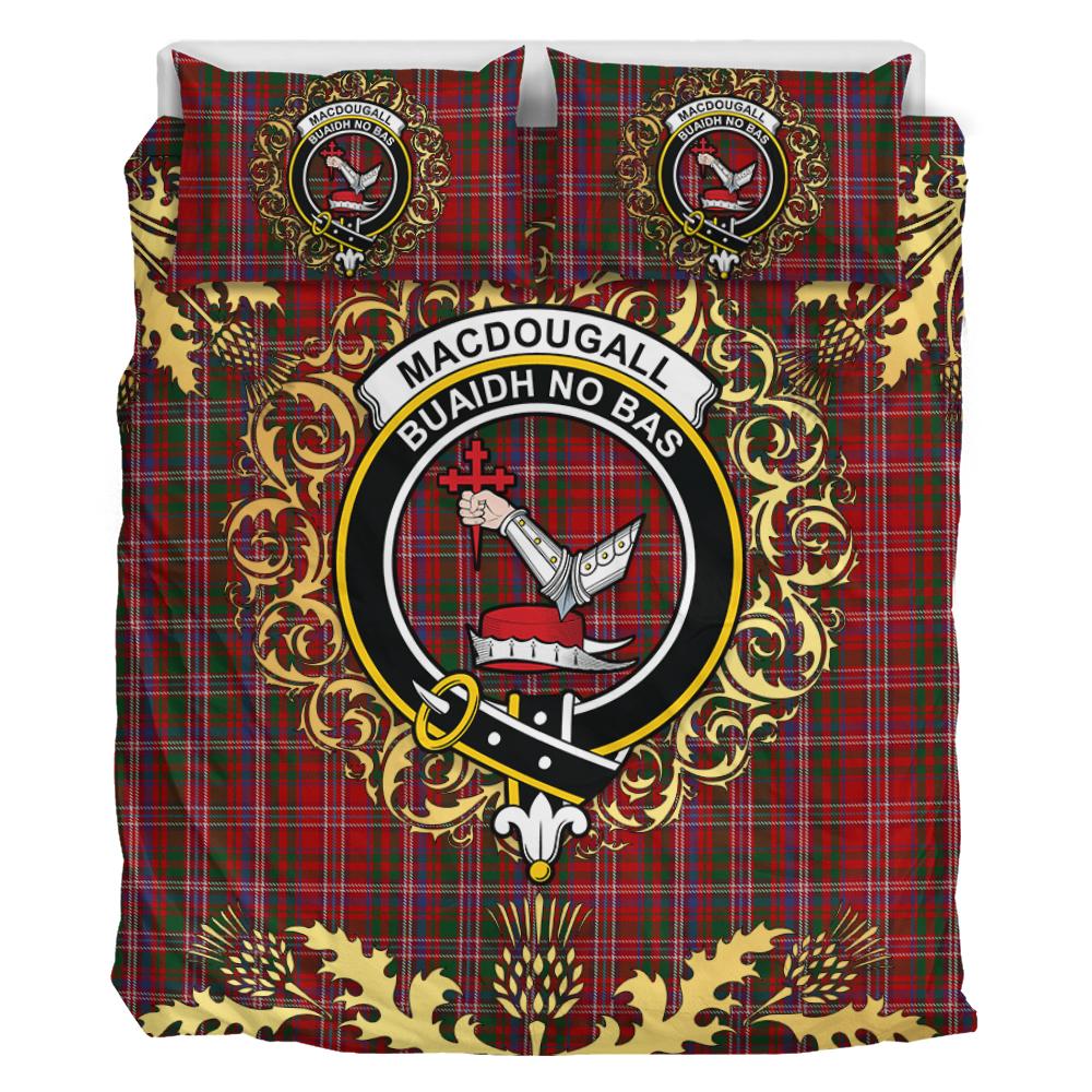 MacDougall 04 Tartan Crest Bedding Set - Golden Thistle Style