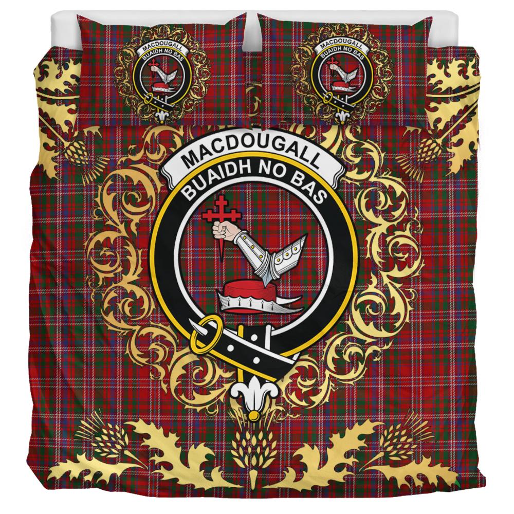 MacDougall 04 Tartan Crest Bedding Set - Golden Thistle Style