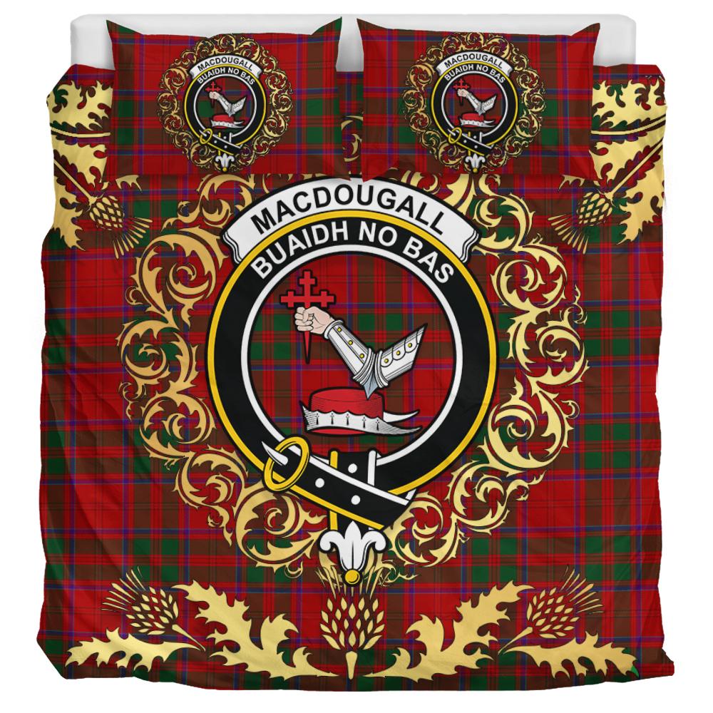 MacDougall 09 Tartan Crest Bedding Set - Golden Thistle Style