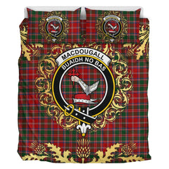 MacDougall 10 Tartan Crest Bedding Set - Golden Thistle Style