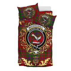 MacDougall Tartan Crest Bedding Set - Golden Thistle Style