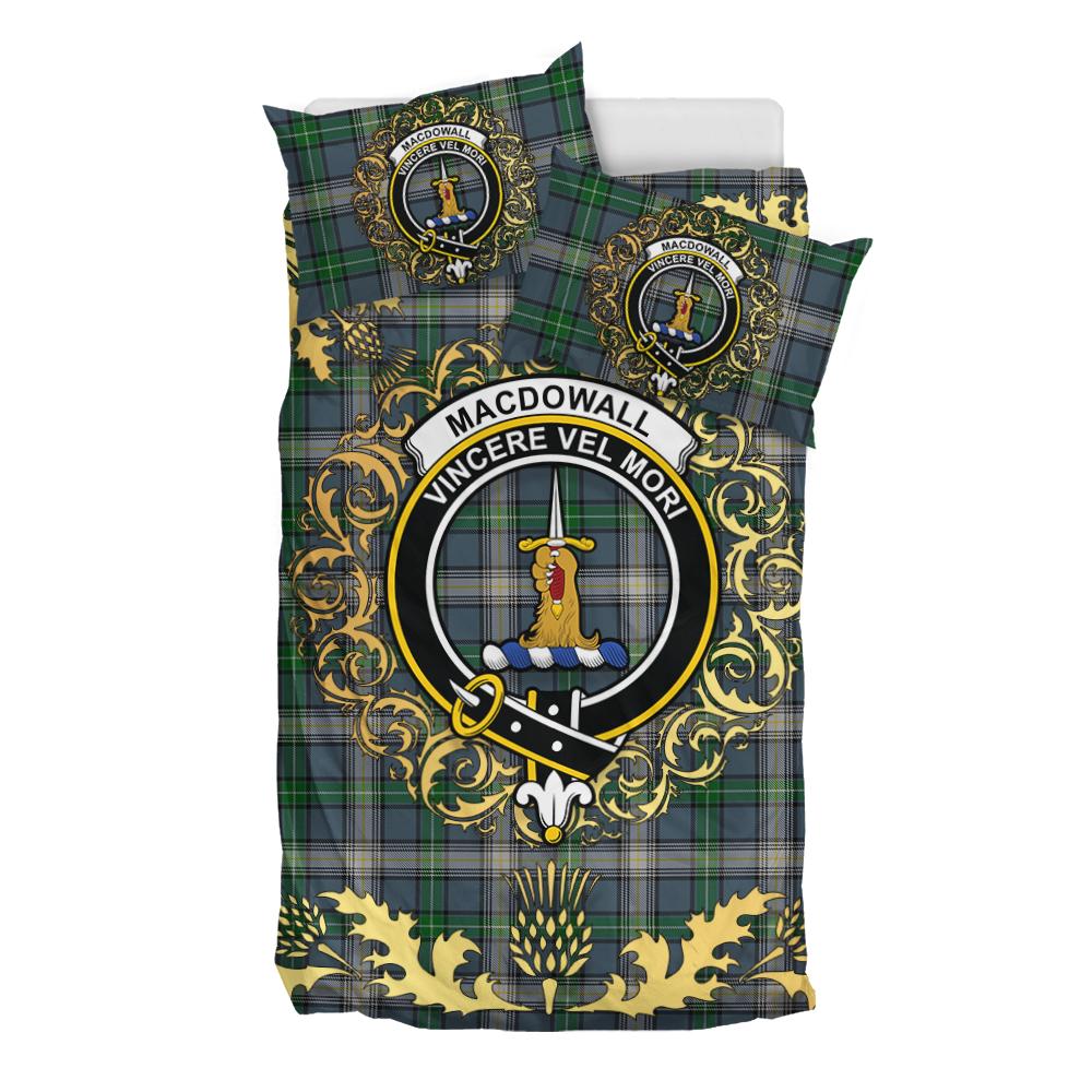 MacDowall Tartan Crest Bedding Set - Golden Thistle Style