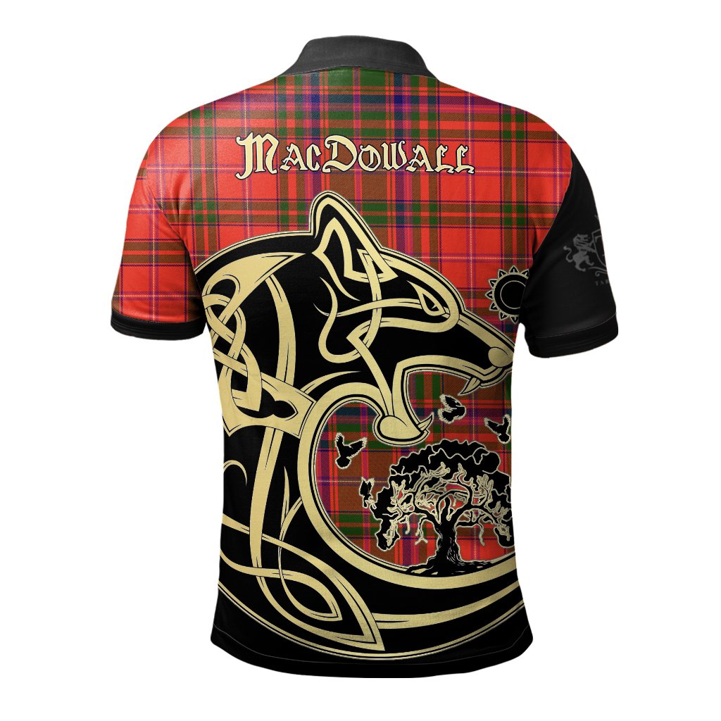 MacDowall Tartan Polo Shirt Viking Wolf