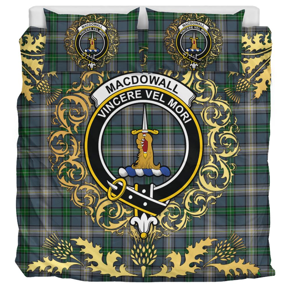 MacDowall Tartan Crest Bedding Set - Golden Thistle Style