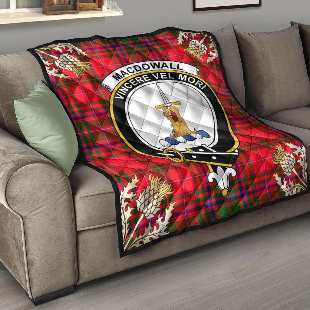 MacDowall Tartan Crest Premium Quilt - Gold Thistle Style