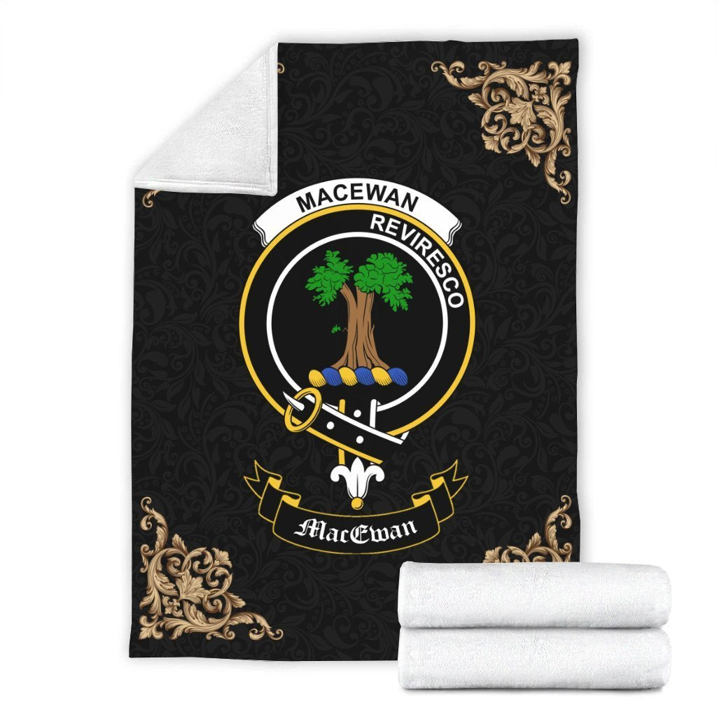 MacEwan Crest Tartan Premium Blanket Black