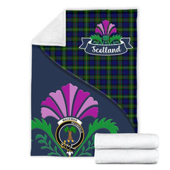 MacEwen Tartan Crest Premium Blanket - Thistle Style