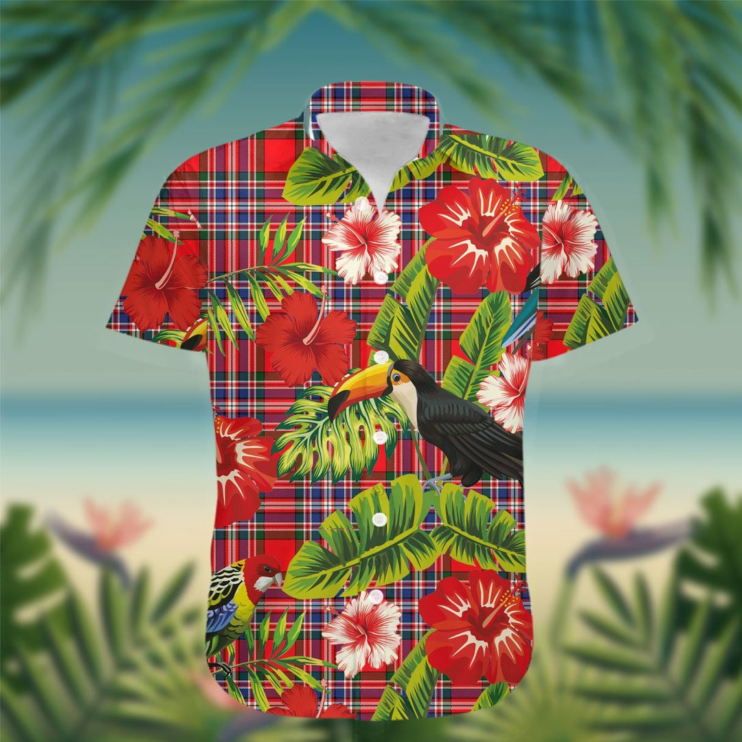MacFarlane Tartan Hawaiian Shirt Hibiscus, Coconut, Parrot, Pineapple - Tropical Garden Shirt