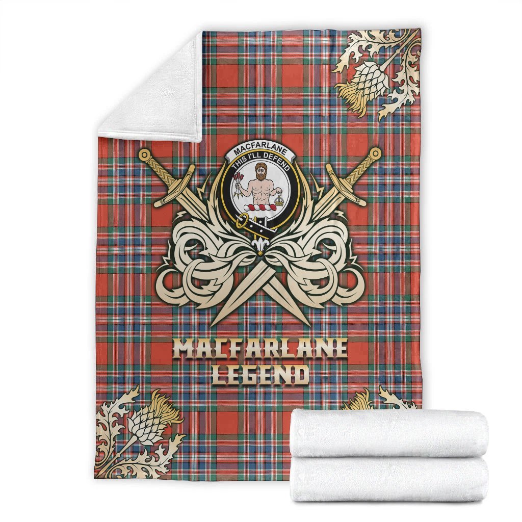 MacFarlane Ancient Tartan Gold Courage Symbol Blanket