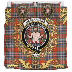 MacFarlane Ancient Tartan Crest Bedding Set - Golden Thistle Style