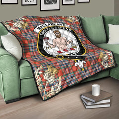 MacFarlane Ancient Tartan Crest Premium Quilt - Gold Thistle Style