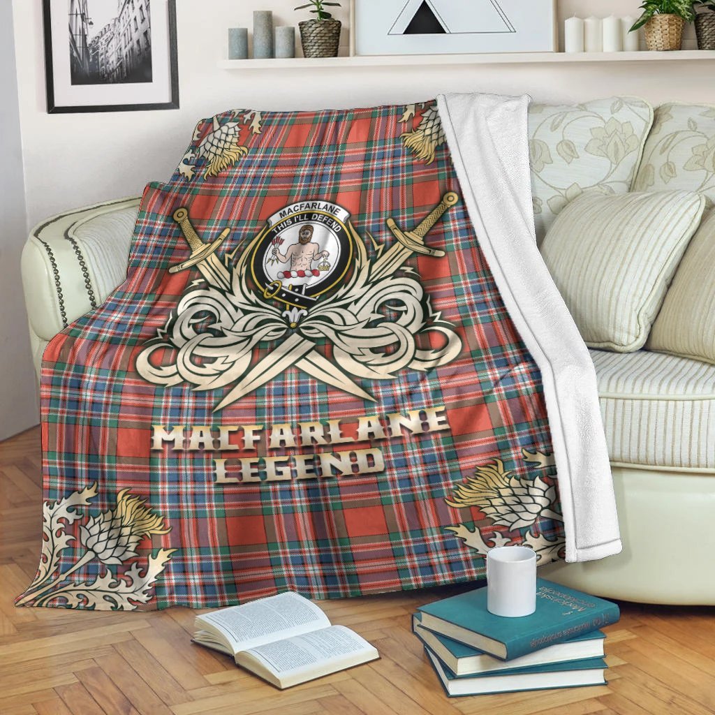 MacFarlane Ancient Tartan Gold Courage Symbol Blanket