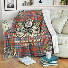 MacFarlane Ancient Tartan Gold Courage Symbol Blanket