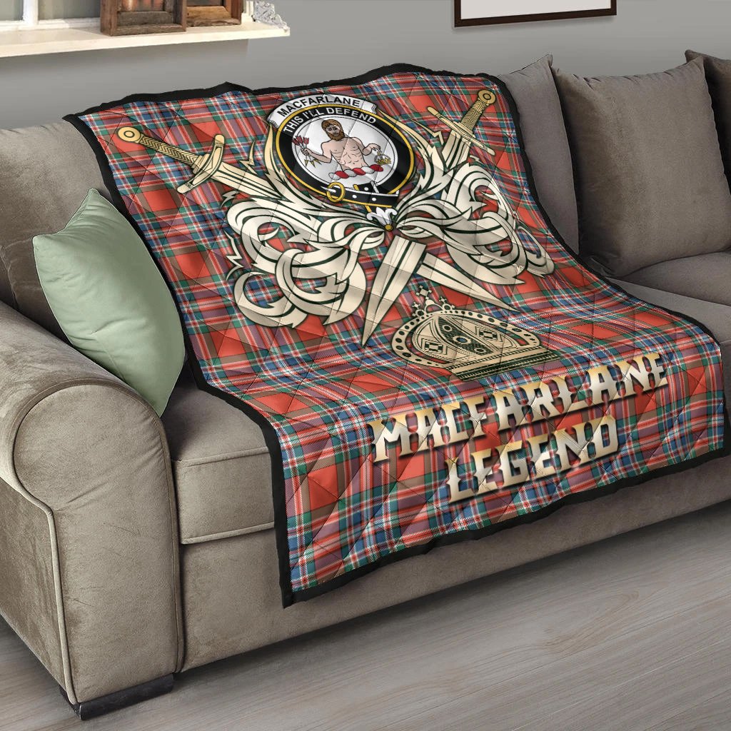MacFarlane Ancient Tartan Crest Legend Gold Royal Premium Quilt