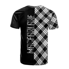 MacFarlane Black _ White Tartan T-Shirt Half of Me - Cross Style