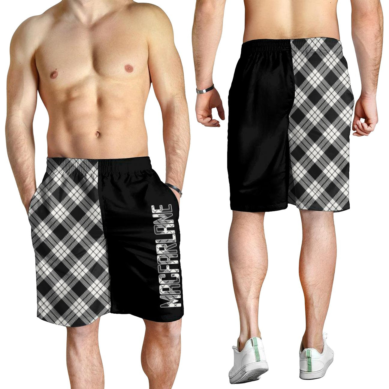 MacFarlane Black - White Ancient Tartan Crest Men's Short - Cross Style