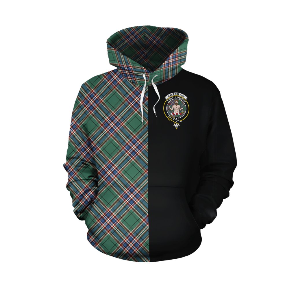 MacFarlane Hunting Ancient Tartan Hoodie Half of Me - Cross Style