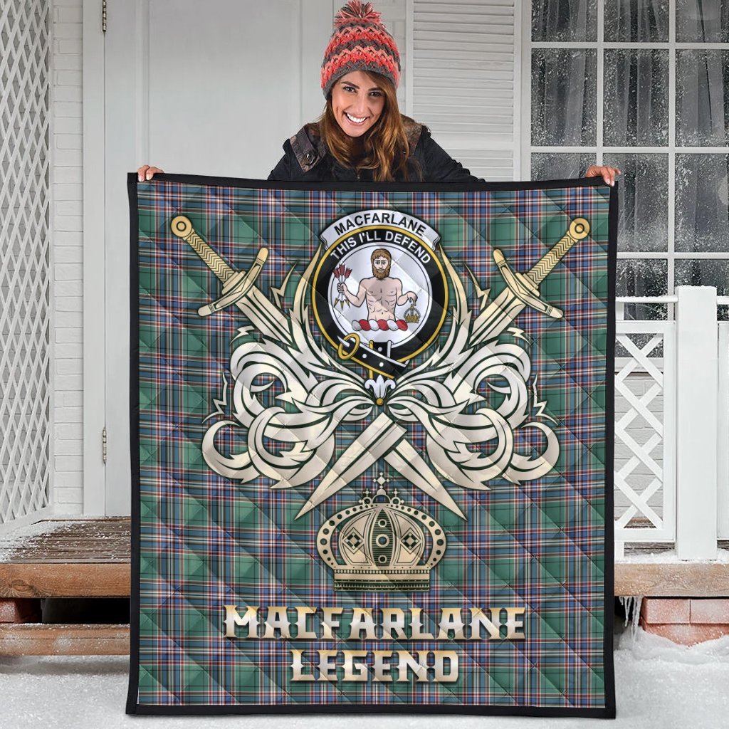 MacFarlane Hunting Ancient Tartan Crest Legend Gold Royal Premium Quilt