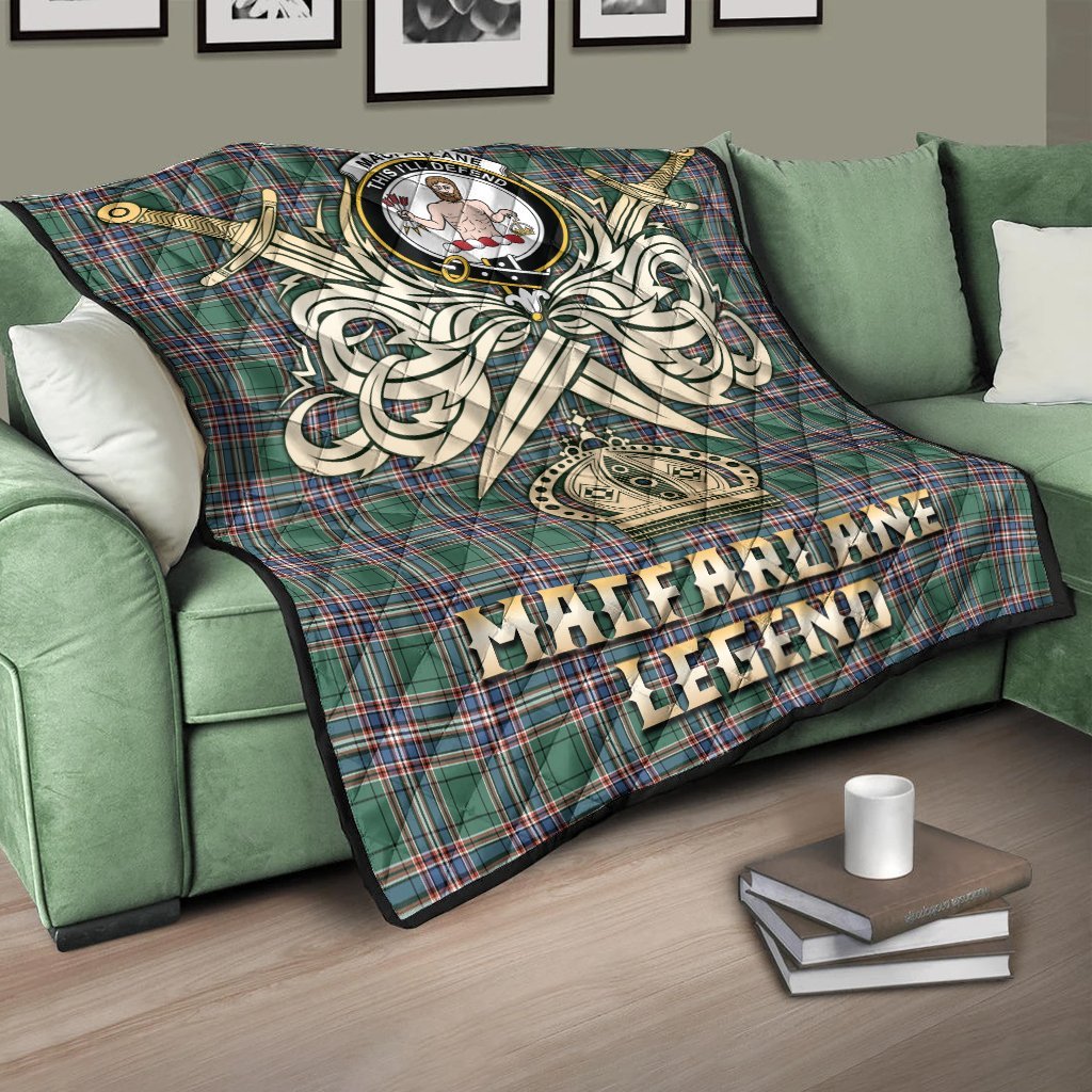 MacFarlane Hunting Ancient Tartan Crest Legend Gold Royal Premium Quilt