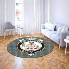 MacFarlane Hunting Ancient Tartan Crest Round Rug