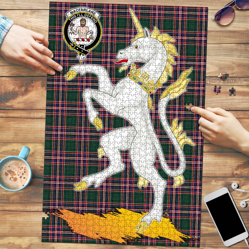 MacFarlane Hunting Modern Tartan Crest Unicorn Scotland Jigsaw Puzzles