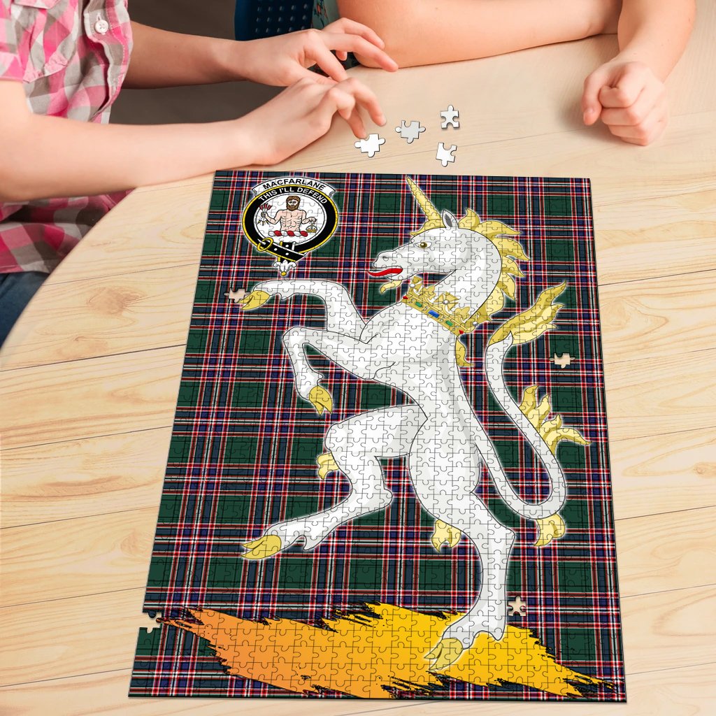 MacFarlane Hunting Modern Tartan Crest Unicorn Scotland Jigsaw Puzzles