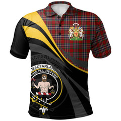 MacFarlane Red Tartan Polo Shirt - Royal Coat Of Arms Style