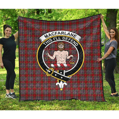MacFarlane Red Tartan Crest Quilt