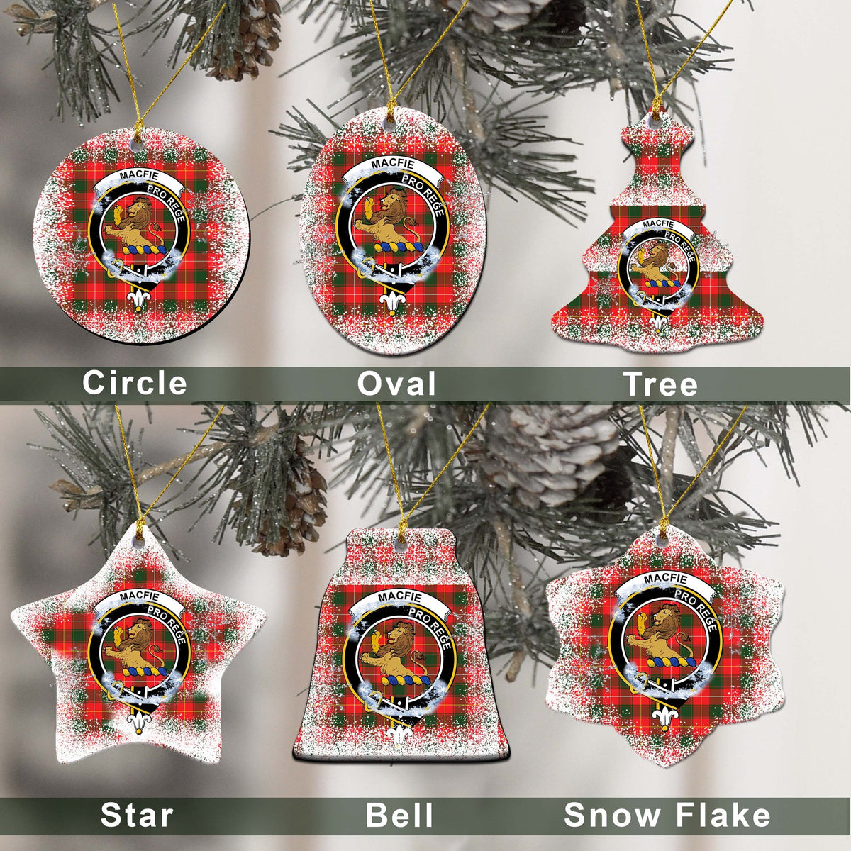MacFie (of Dreghorn) Tartan Christmas Ceramic Ornament - Snow Style