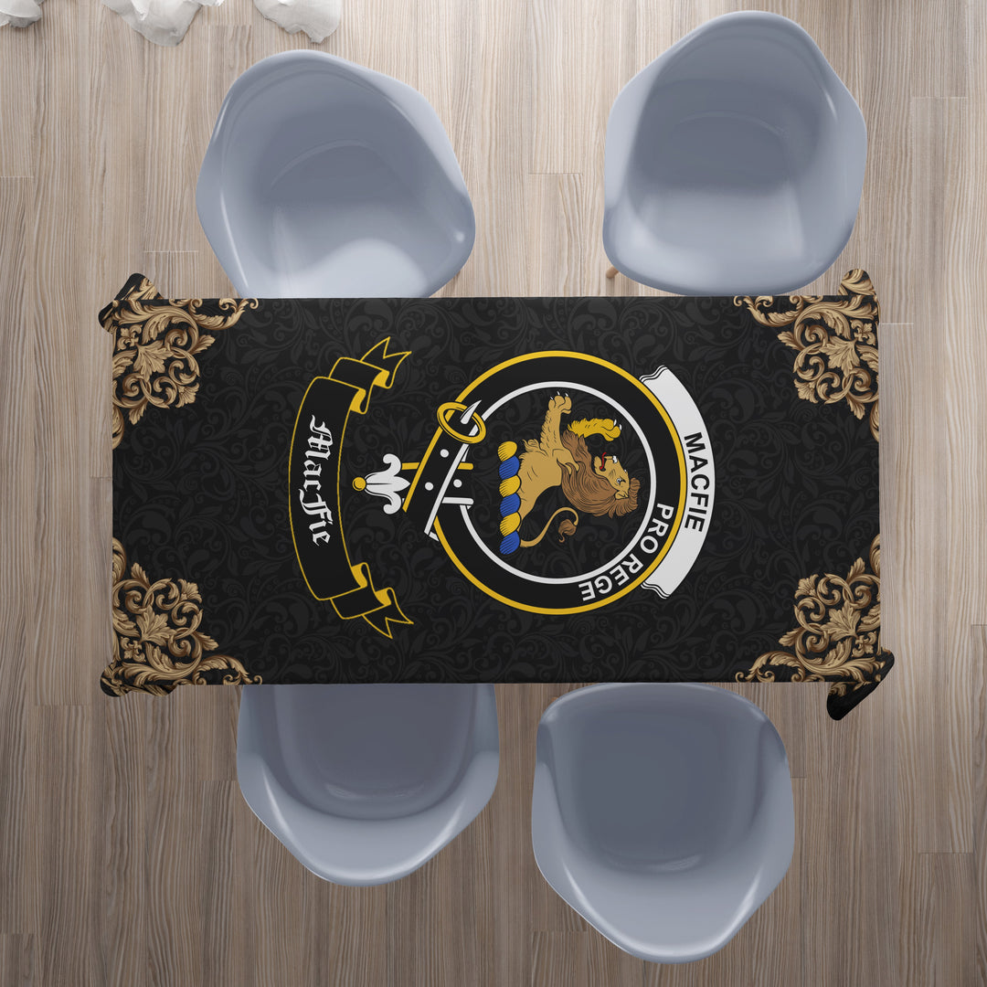 MacFie (of Dreghorn) Crest Tablecloth - Black Style