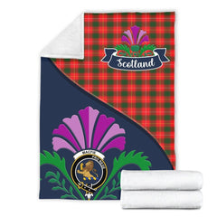 MacFie (of Dreghorn) Tartan Crest Premium Blanket - Thistle Style