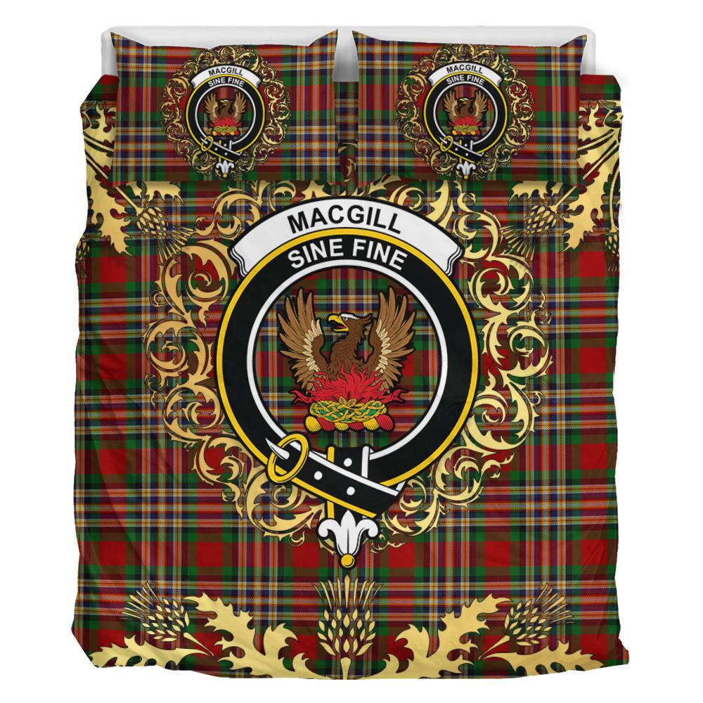 MacGill Tartan Crest Bedding Set - Golden Thistle Style