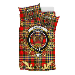 MacGill Modern Tartan Crest Bedding Set - Golden Thistle Style