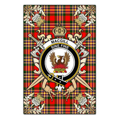 MacGill Modern Tartan Crest Black Garden Flag - Gold Thistle Style